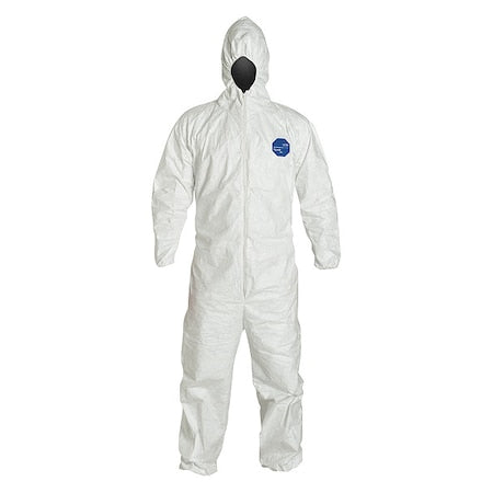 Disposable Coverallss, Hooded Coverall, L, Tyvek(R) 400, Elastic Wrist, Elastic Ankle, Serged Seam