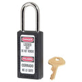 Lockout Padlock, Keyed Alike, Thermoplastic, Black, 1 1/2 in Shackle Height, 1 1/2 in Body Width