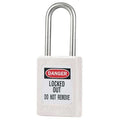 Lockout Padlock, Keyed Different, Thermoplastic, White, 1 1/2 in Shackle Height, 1 No. of Keys
