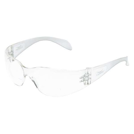 Bifocal Reader Safety Glasses, Diopter Strength +2.25, Anti-Scratch, Frameless, Clear Lens