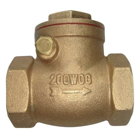 Swing Check Valve, 2 in, FNPT x FNPT, Inline, Brass Body