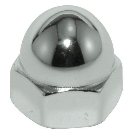 Extra Low Crown Cap Nut, 1/4"-20, Brass, Plain, 3/8 in H, 10 PK