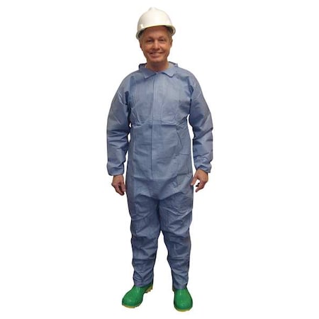 Coverall, 3X-Large, Flame Resistant Fabric, Zipper with Storm Flap, Elastic Cuff, Serged Seam
