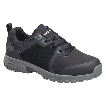 Men's Athletic Shoe, Alloy Toe, Leather, Microfiber Upper, EVA Outsole, Lace Up, Black, 9 M