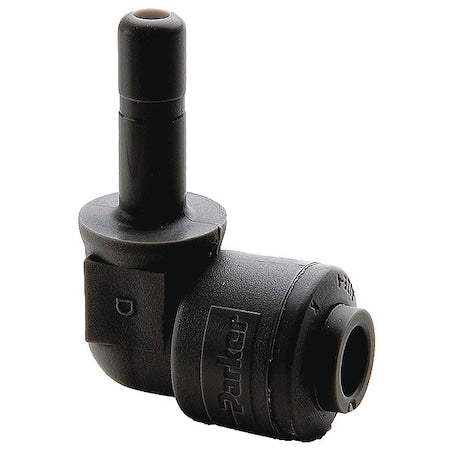 Push-Fit Elbow Fitting, 1/2 in Tube Size, PVDF, Black