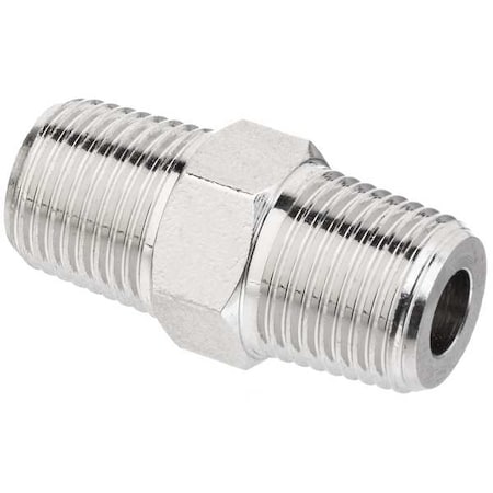 Hex Nipple Brass Brass Class 1000 Pipe Fittings, 1/4 in Male NPTF X 1/4 in Male NPTF