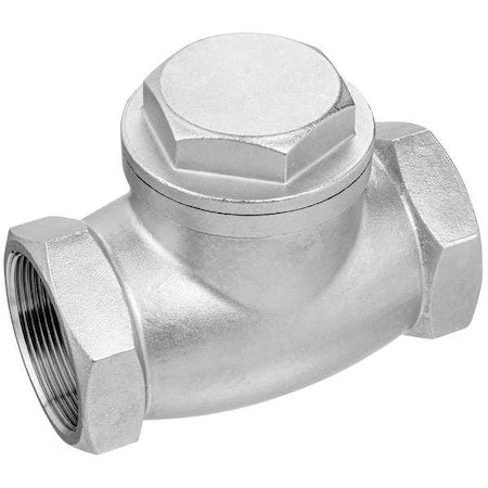 Check Valve, Inline Swing, 1-1/4 in FNPT x FNPT, 304 Stainless Steel, 130 psi Cracking Pressure