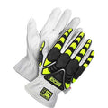 Leather Gloves, Goatskin, White / White, M