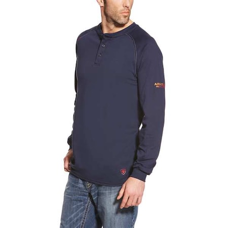 Men's FR Henley Longsleeve Tee, Buttons, Navy, S