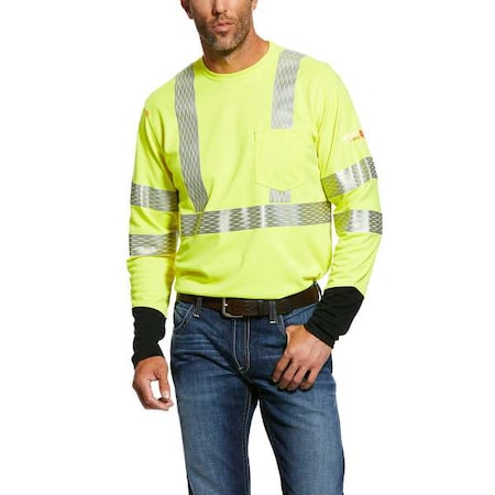 Men's FR Hi-Vis Longsleeve Tee, 16.4 cal/sq cm, L, Pique