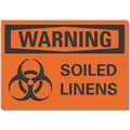 Decal,Warning Soiled Linens,7 x 5", 5 in Height, 7 in Width, Polyester, Horizontal Rectangle