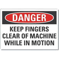 Decal,Reflective,Danger Keep Fingers,5 x 3.5", 3 1/2 in Height, 5 in Width, Reflective Sheeting