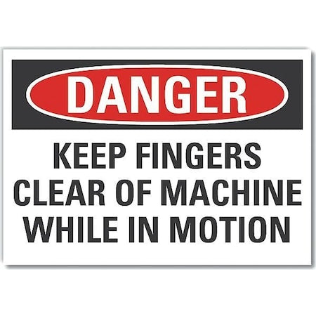 Decal,Reflective,Danger Keep Fingers,5 x 3.5", 3 1/2 in Height, 5 in Width, Reflective Sheeting
