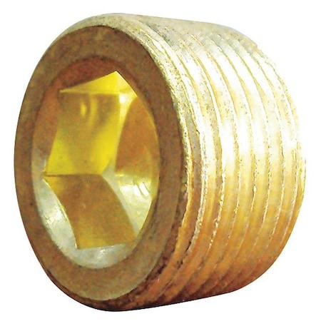 Brass Countersink Plug, MNPT, 1/4" Pipe Size