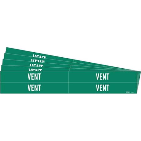 Pipe Marker, Adhesive, White, Vent, PK5, 7296-4-PK