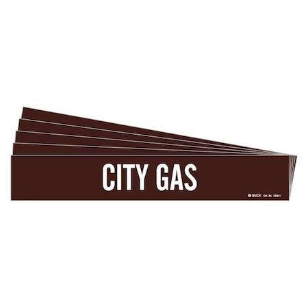 Pipe Marker, Adhesive, White, City Gas, PK5, 7346-1-PK
