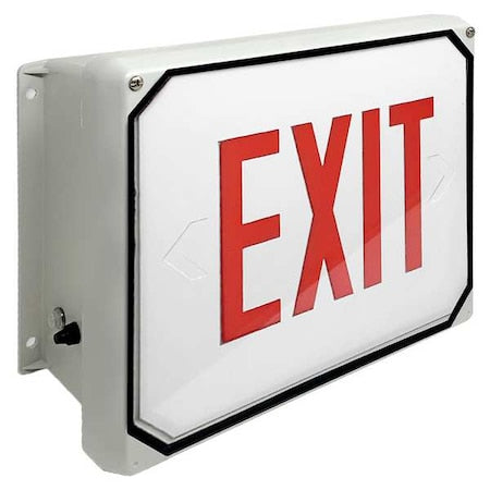 NEMA 4X Exit Sign, Gray, 1 Face(s), LED, Back Mount, Sealed Lead Calcium