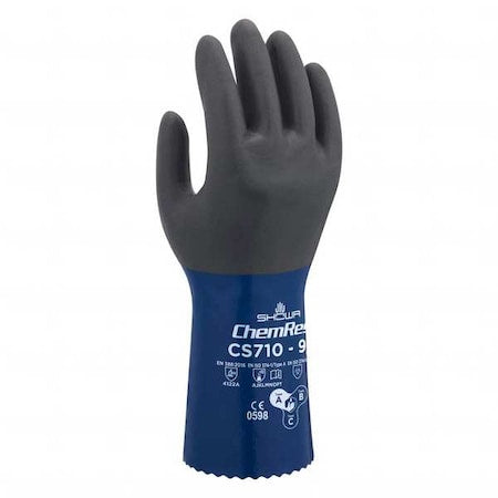 CS710 Chemical Resistant Gloves, Polyester, 11 3/4 in L, 1.47 mm, Blue, 10, 1 PR