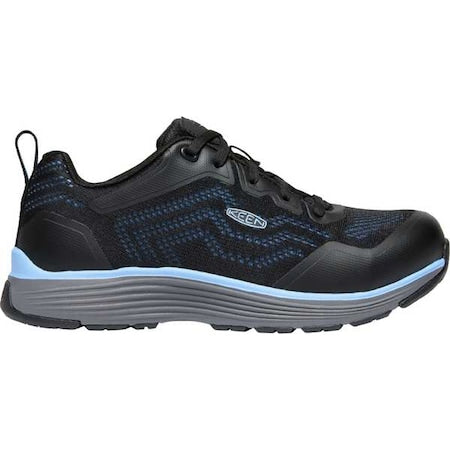 Women's Athletic Shoe, Aluminum Toe, Mesh Upper, Rubber Outsole, Lace Up, Airy Blue/Black, 7 1/2 W