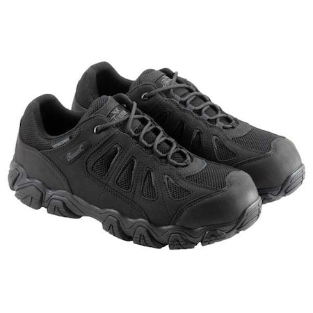 Men's Hiker Shoe, Composite Toe, Leather, Mesh Upper, Polyurethane, Rubber Outsole, Black/Gray, 12