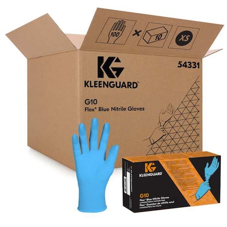 G10, Disposable Gloves, 3 mil Palm, Nitrile, Powder-Free, XS ( 6 ), 100 PK, Blue