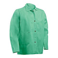 FR Welding Jackets, Cotton, 9 oz, 30 in Length, Snap Closure, 2 Pockets, Green, 4XL