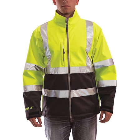Breathable Rain Jacket, Polyester, Class 3 R, Green/Yellow, 2XL