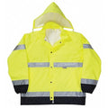 Breathable Rain Jacket, Polyester, Class 3 R, Green/Yellow, 5XL