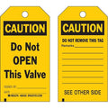 Caution Tag, Lockout Tagout, Polyester, 5 3/4 in H x 3 in W, Black, Yellow, Rectangle, 10 PK