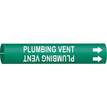 Pipe Marker,Plumbing Vent,Grn,4 to 6 In