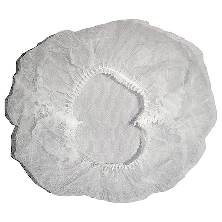 Bouffant Cap, Polypropylene, 24 in Dia., White, 1000 PK