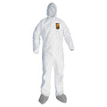 Disposable Coverallss, Hooded, 3XL, SMMMS, Elastic Wrist, Elastic Ankle, Serged Seam, White, 25 PK