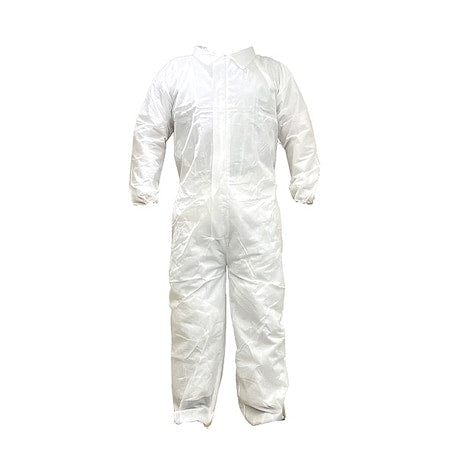 Not Applicable Collared Coveralls, PP SMS, 30 in Inseam, White
