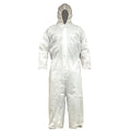 Disposable Coverallss, Hooded, XL, PP SMS, Elastic Wrist, Elastic Ankle, Serged Seam, White, 25 PK