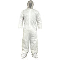 Disposable Coverallss, Hooded, 4XL, PP SMS, Elastic Wrist, Not Applicable Ankle, Serged Seam, White