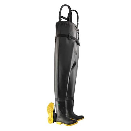 Chest Wader, PVC Upper, Polyblend Outsole, Steel Toe, 16 in Boot Height, Defined Heel Heel, Size 9