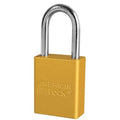 Lockout Padlock, Keyed Alike, Aluminum, Yellow, 1 1/2 in Shackle Height, 1 1/2 in Body Width, 3 PK