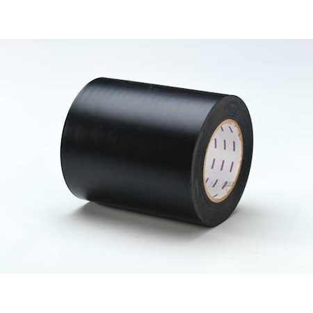 Floor Marking Tape, vinyl, Solid, Black, 6 in W., 5 mil Thickness