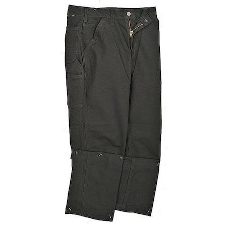 Men's Dungaree Work Pants, 42 in, Black, Cotton