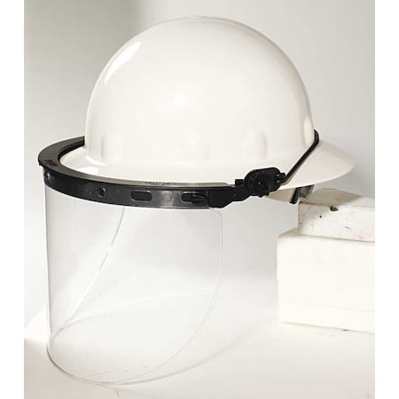 Face Shield Bracket, Thermoplastic, Fits Most Brim Hard Hats, Dielectric, Black