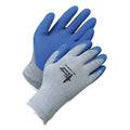 Coated Gloves, Latex, Rough, Palm, Not Rated Abrasion Level, Blue/Gray, M (8) 1 PR
