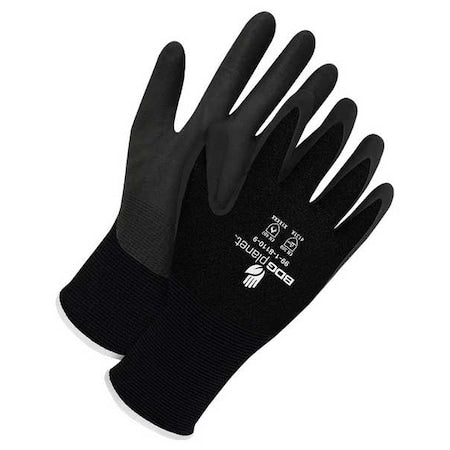 Coated Gloves, NBR, Textured, Palm, Black, L (9) 1 PR