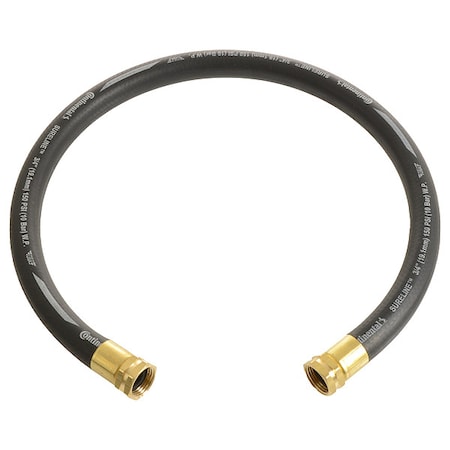 1 in ID x 12 ft L Garden Leader Hose, EPDM Tube, Black, Brass x Brass Fitting