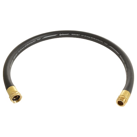 3/4 in ID x 3 ft L Garden Leader Hose, EPDM Tube, Black, Brass x Brass Fitting