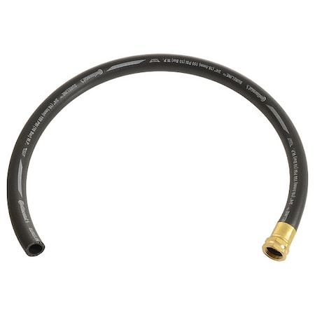 3/4 in ID x 5 ft L Service Sink Hose, EPDM Tube, Black, Brass Fitting