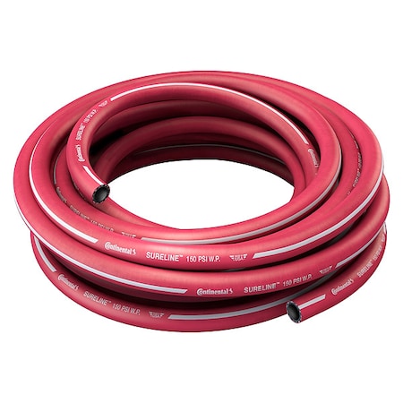 3/4 in ID x 25 ft L Garden Hose, EPDM Tube, Red