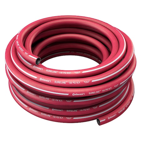 1 in ID x 50 ft L Garden Hose, EPDM Tube, Red