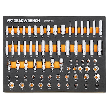 68 Piece 1/4 in Dr Master SAE Socket Set in Foam Storage Tray