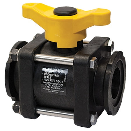 Manual 2-Way Ball Valve,Flange,Polypro