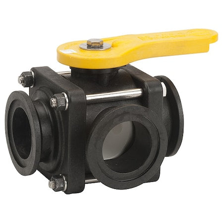 Manual 3-Way Ball Valve,2",Polypro